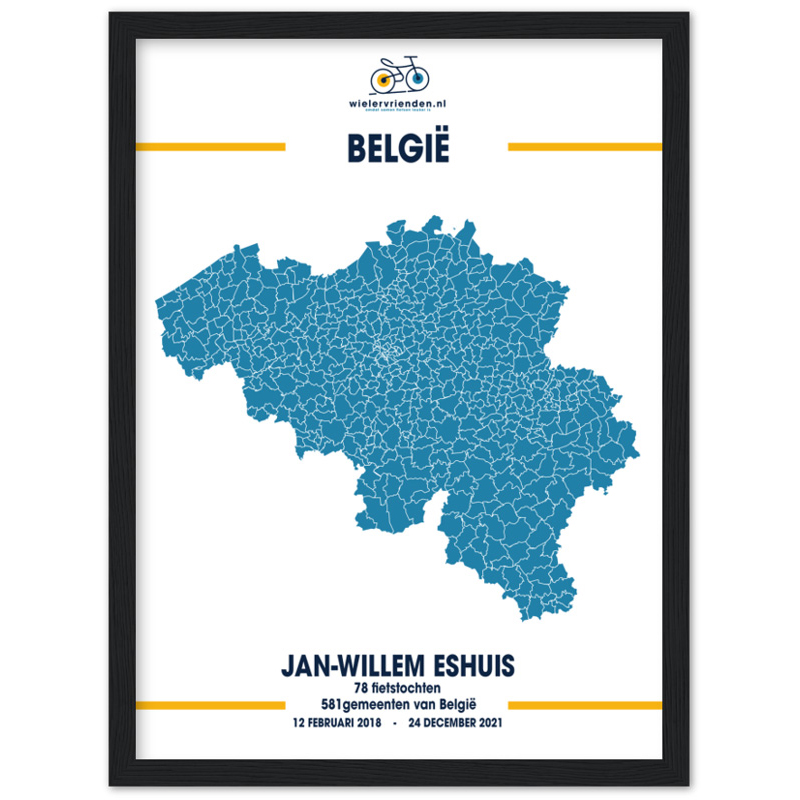 Unieke poster, kaart van België