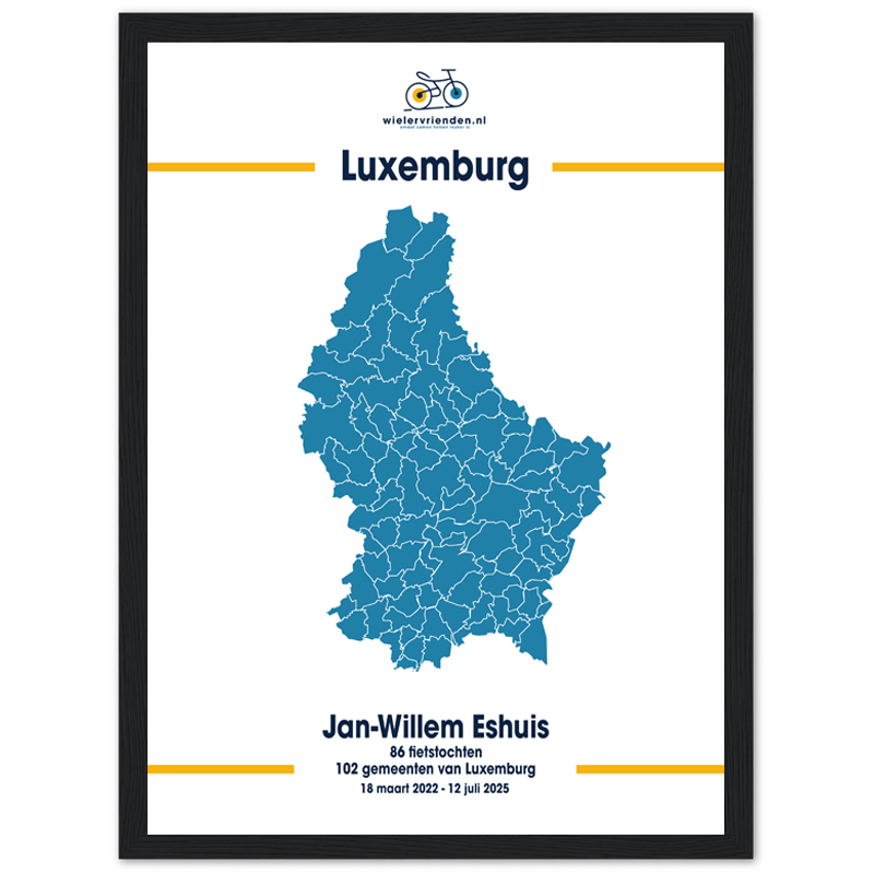Unieke poster, kaart van Luxemburg