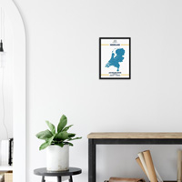 Unieke poster, kaart van Nederland, inclusief lijst
